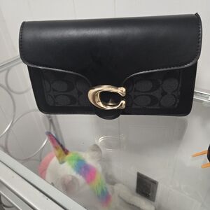 Sophisticated Black Clutch with Gold Clasp